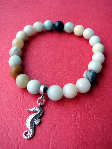 Amazonite Colorful and Seahorse Pendant, Bracelet